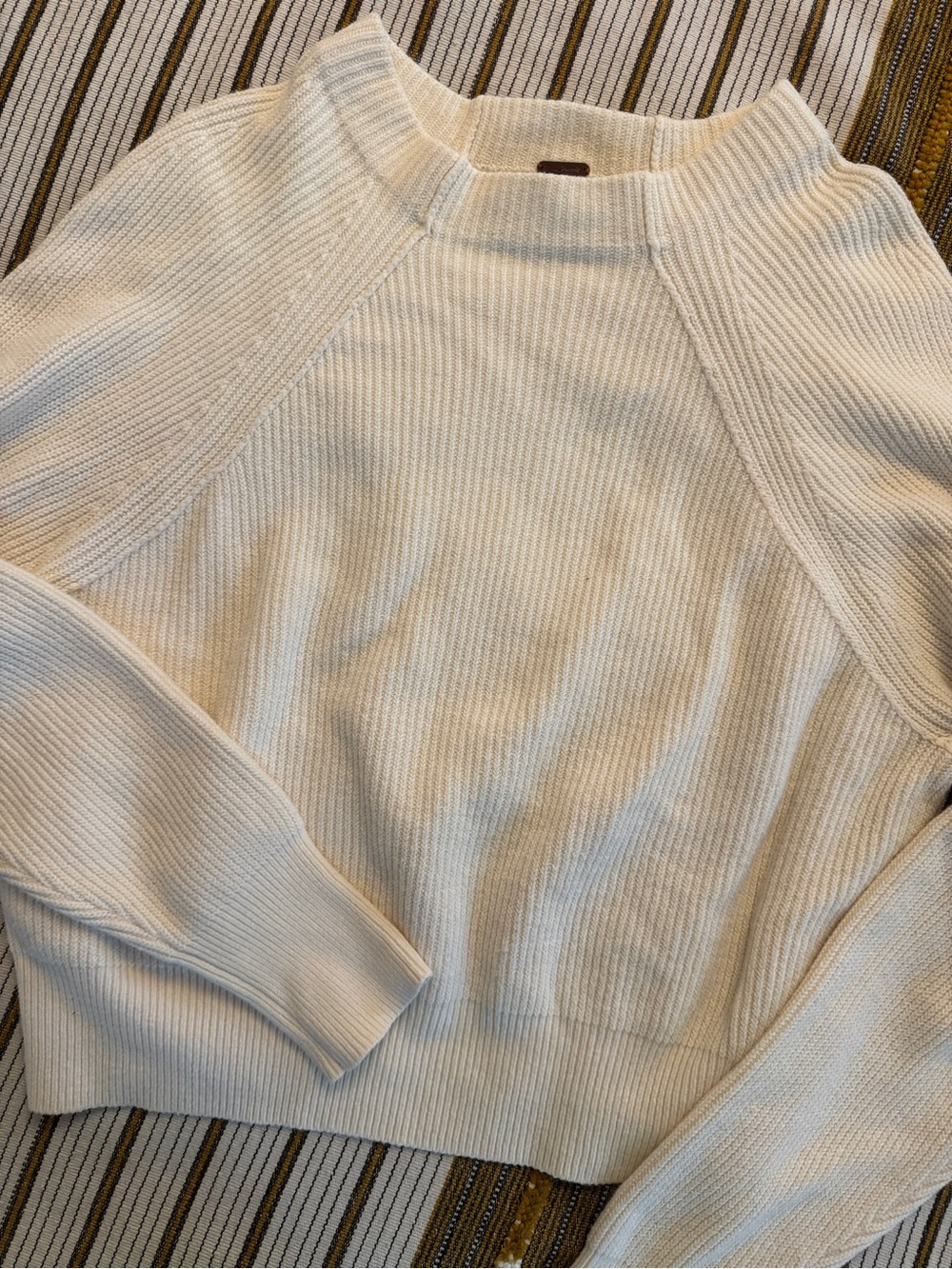 Free People // Cream Ribbed Knit Pullover - Size Small - Picture 2 of 6